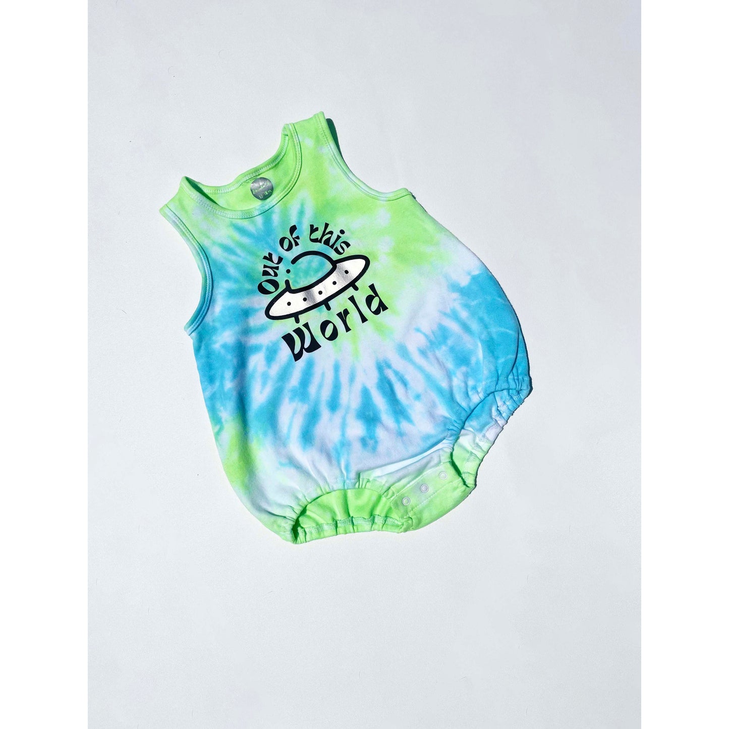 UFO Bubble Romper- Neon Green Tie Dye