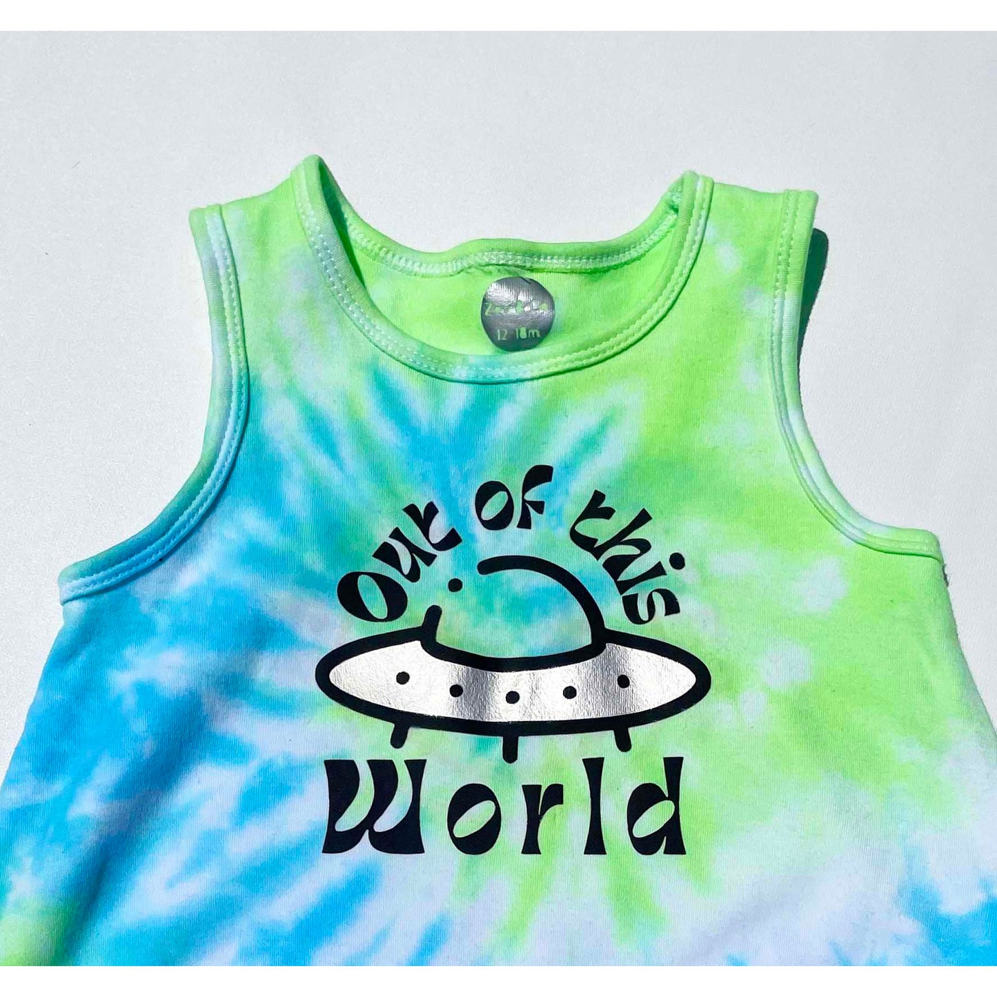 UFO Bubble Romper- Neon Green Tie Dye