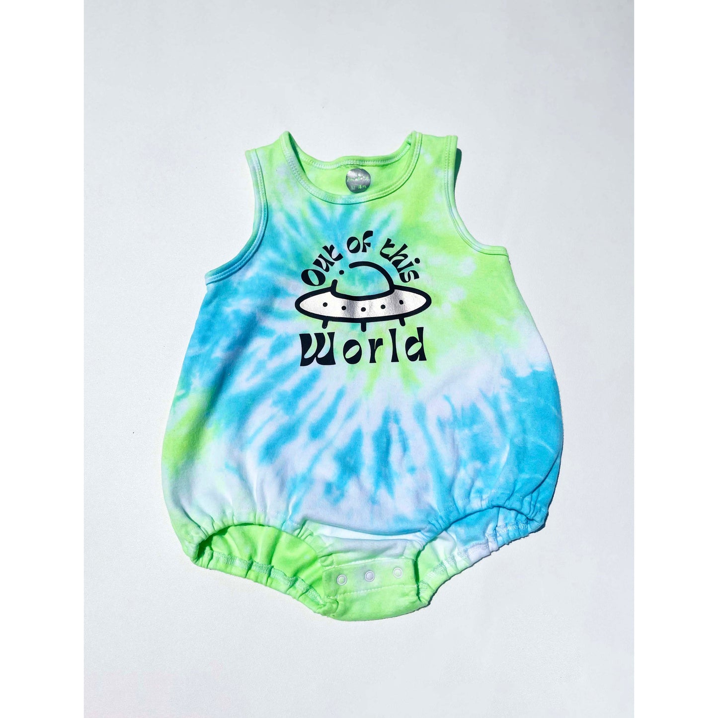 UFO Bubble Romper- Neon Green Tie Dye