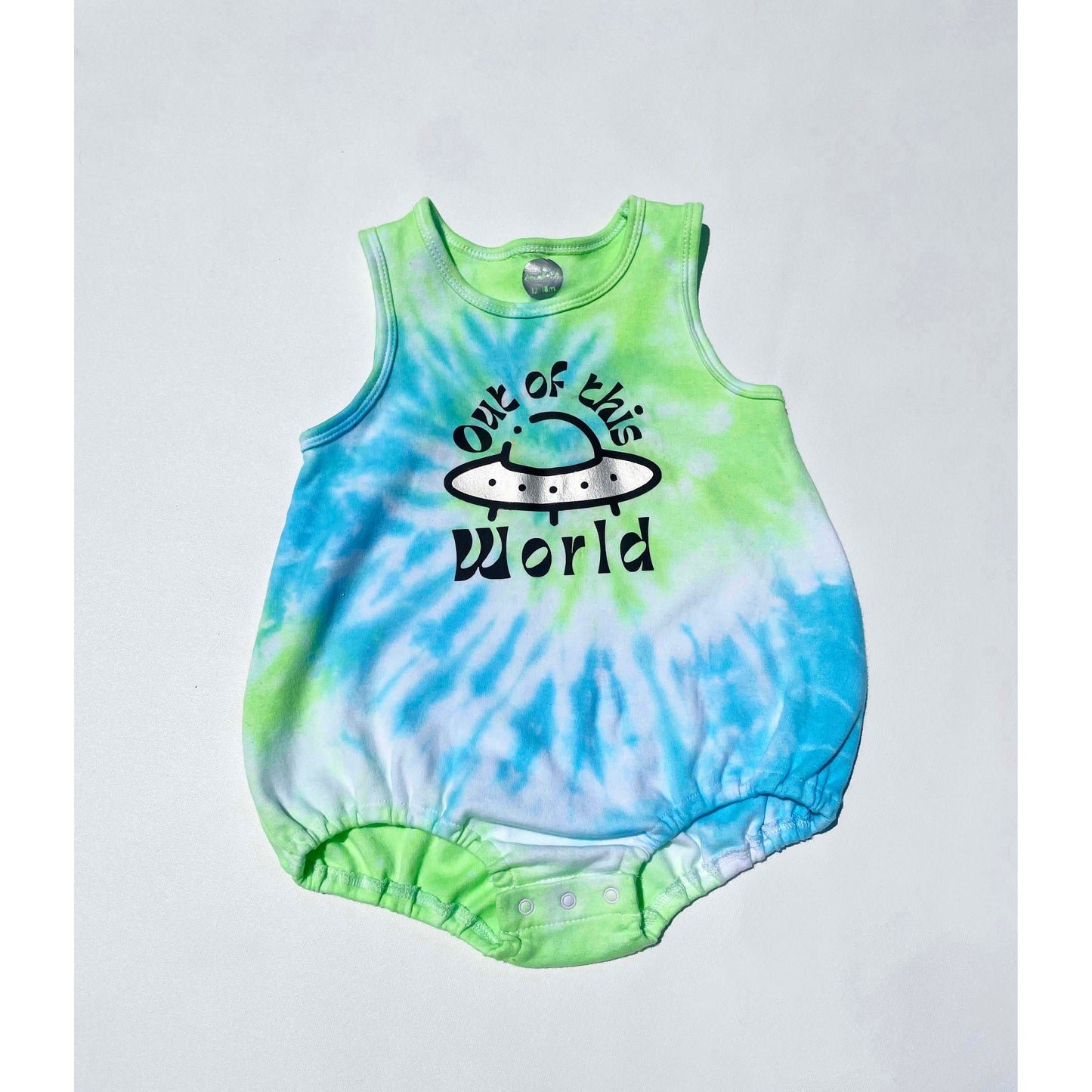 UFO Bubble Romper- Neon Green Tie Dye