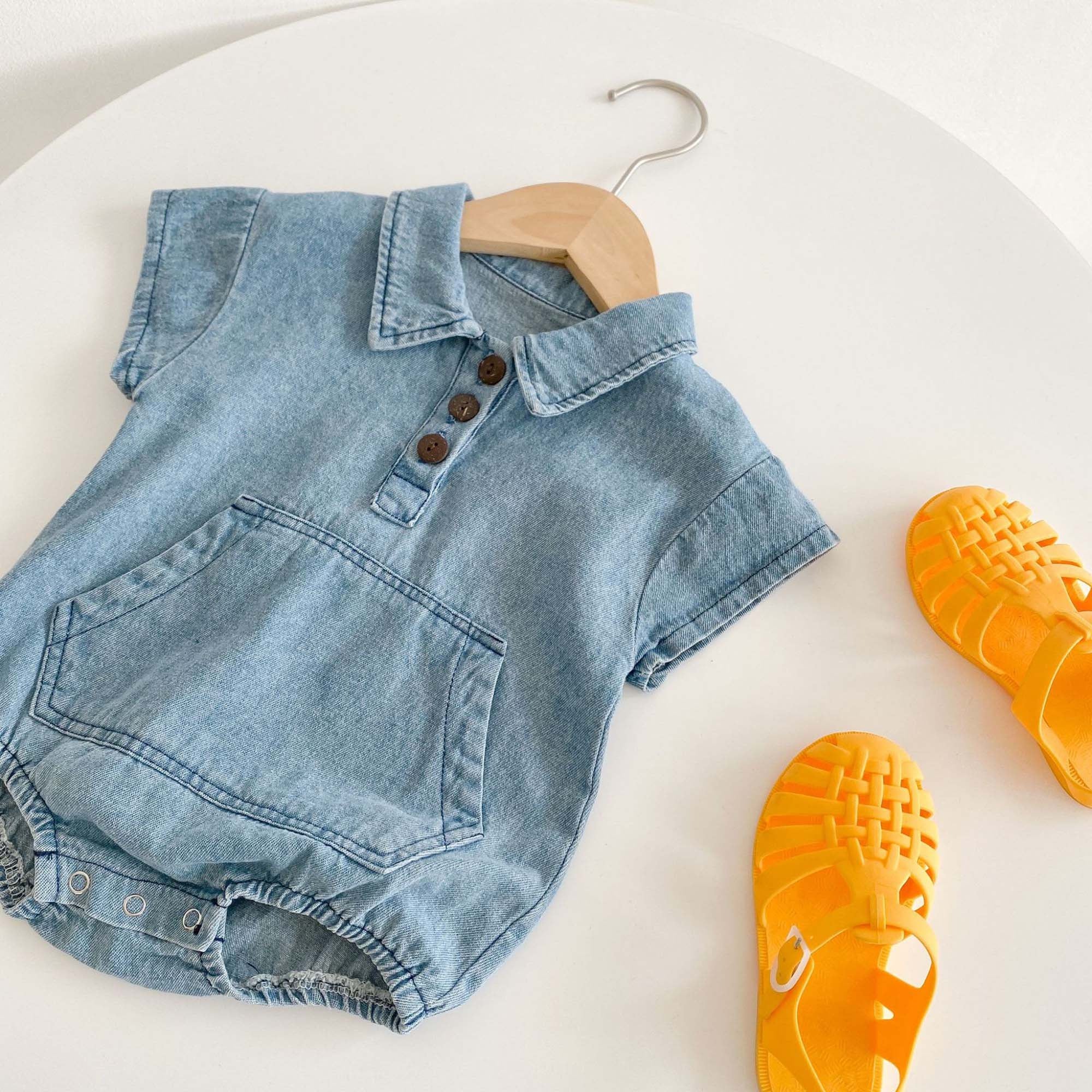 Baby sales denim rompers