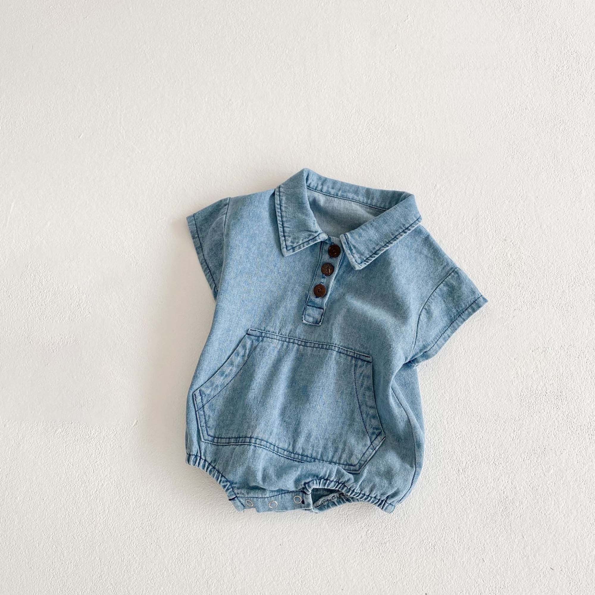 Denim Short Sleeve Romper