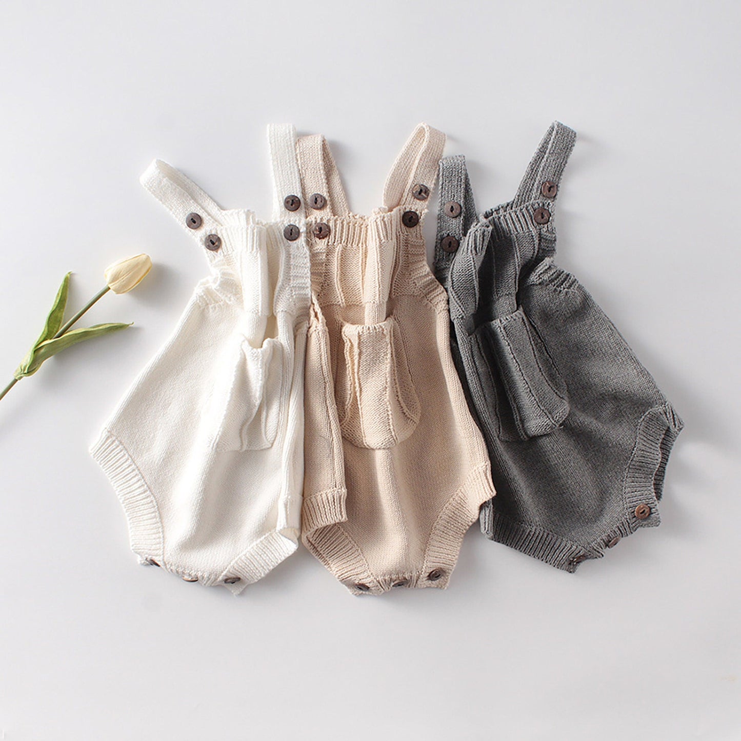 Knit Overalls- Grey