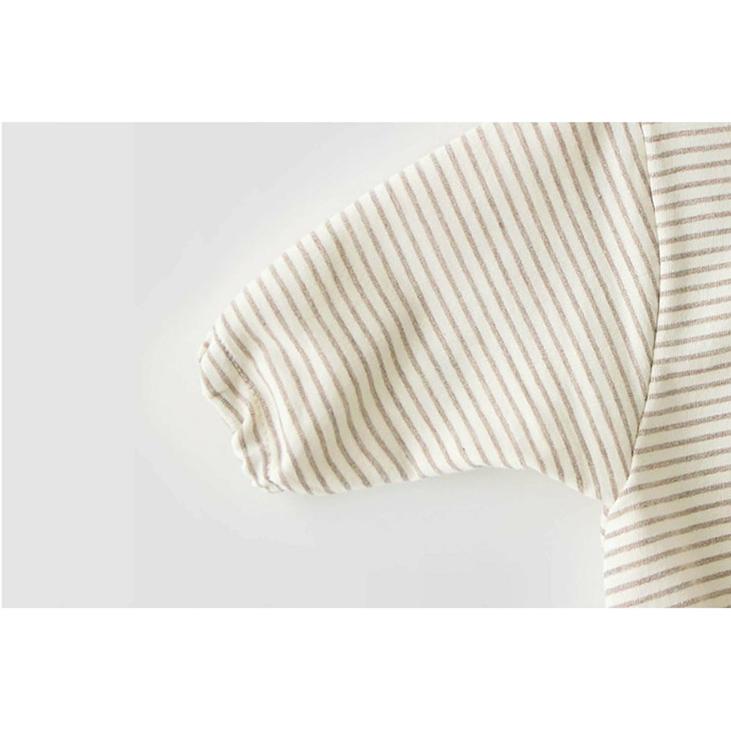 Striped Bubble Sweatshirt Romper- Beige and Black