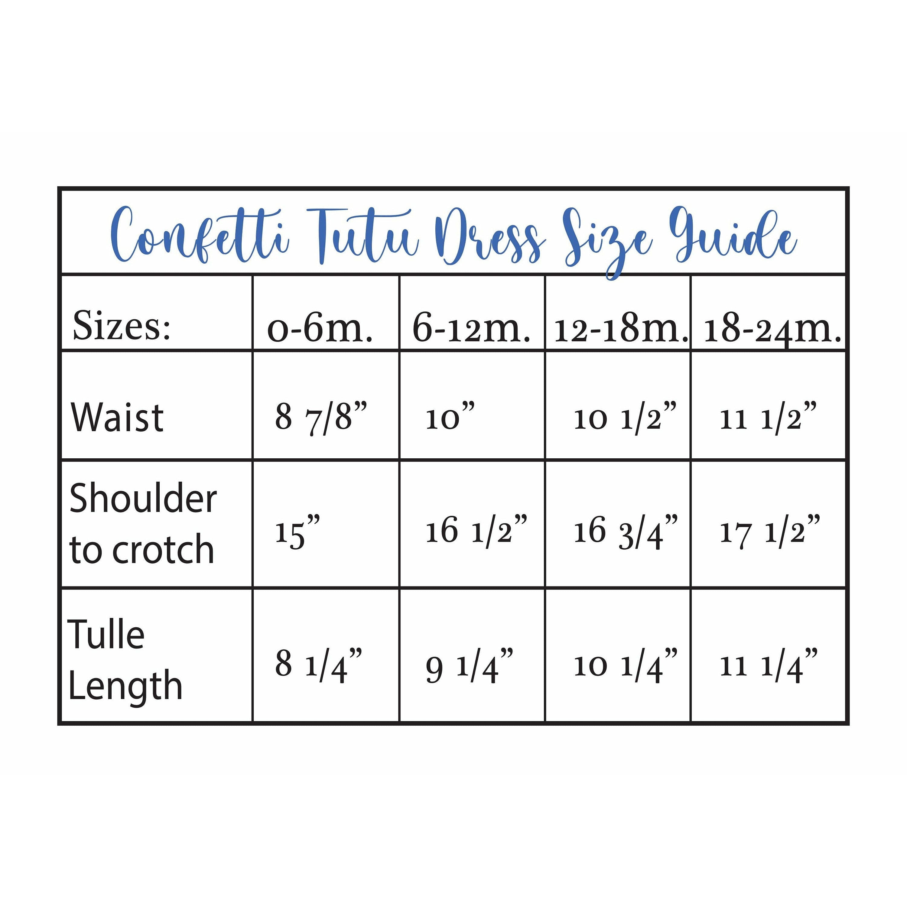 Tutu dress cheap length chart