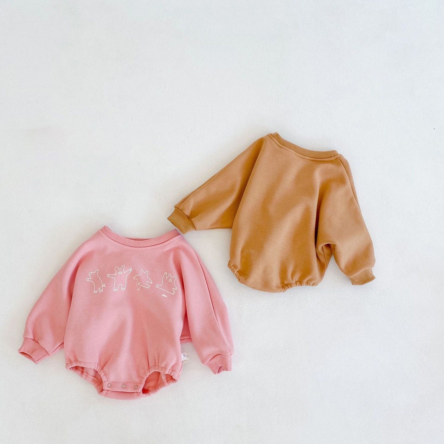 Little Piggies Sweatshirt Set- Tan