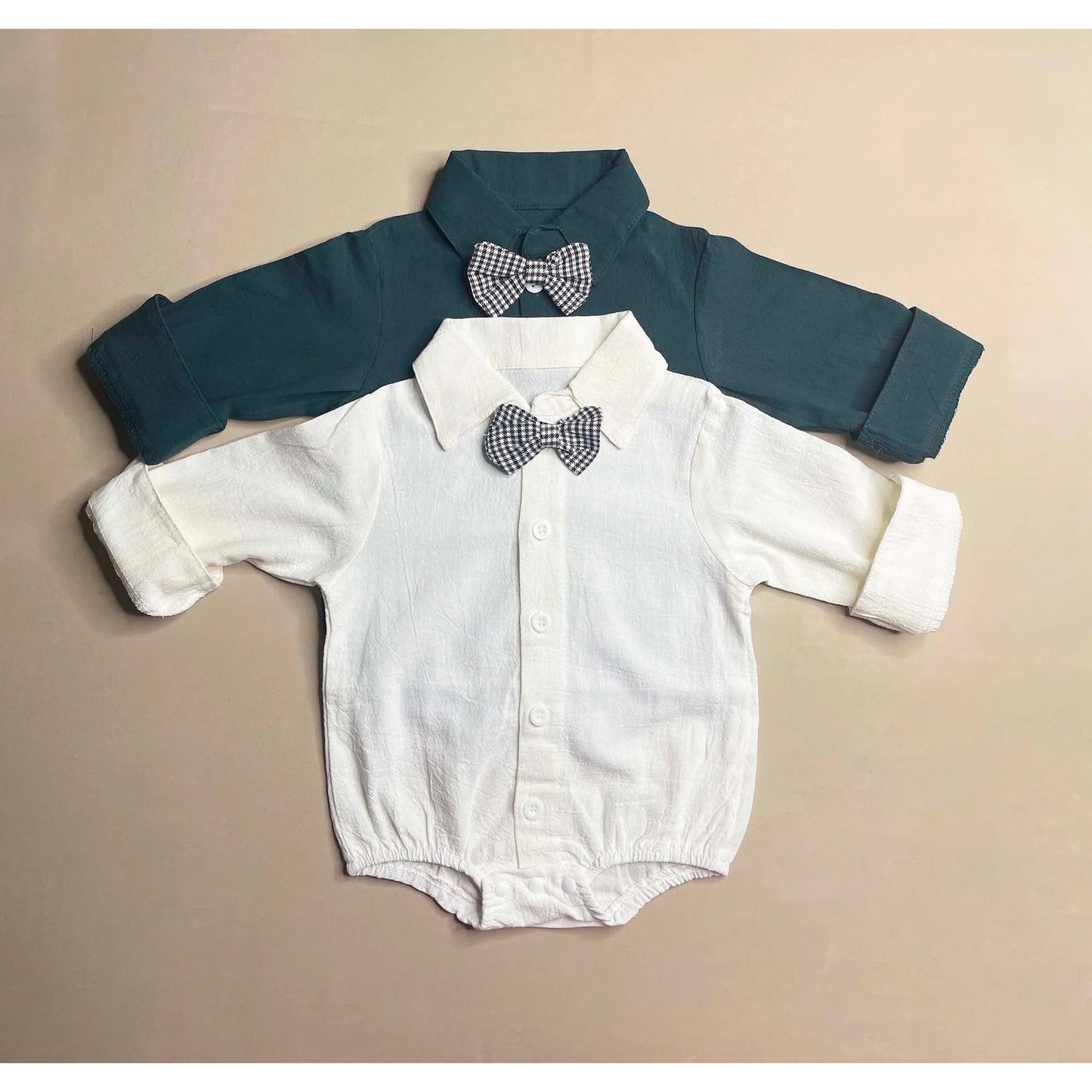 Collared Onesie with Bow Tie