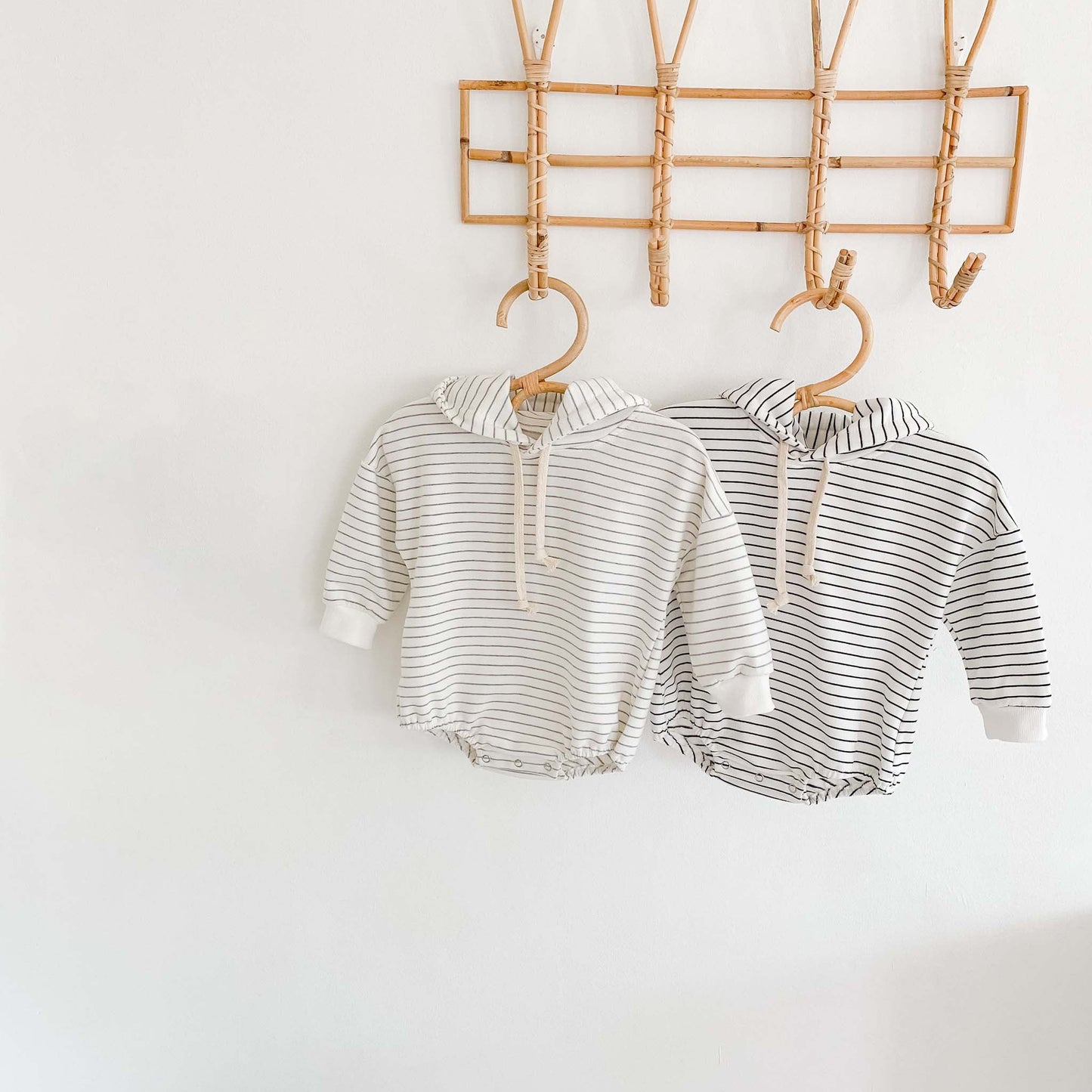 Striped Oversized Hoodie- Gray